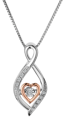 .05 Carat of Diamonds Shimmer Pendant, Silver and 10kt Rose Gold.......................NOW
