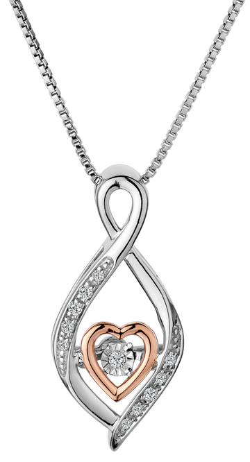 .05 Carat of Diamonds Shimmer Pendant, Silver and 10kt Rose Gold.......................NOW