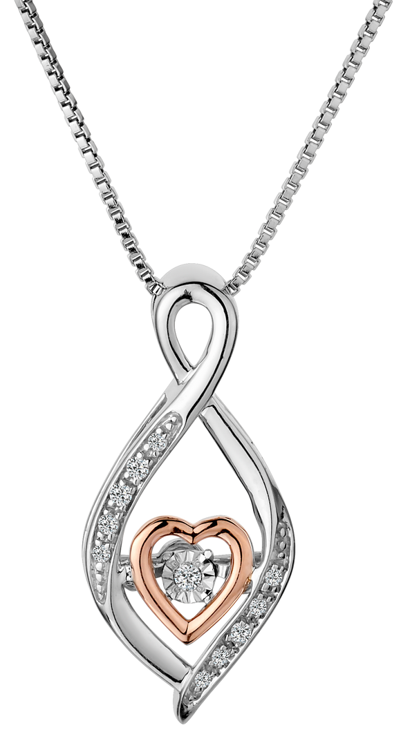 .05 Carat of Diamonds Shimmer Pendant, Silver and 10kt Rose Gold.......................NOW