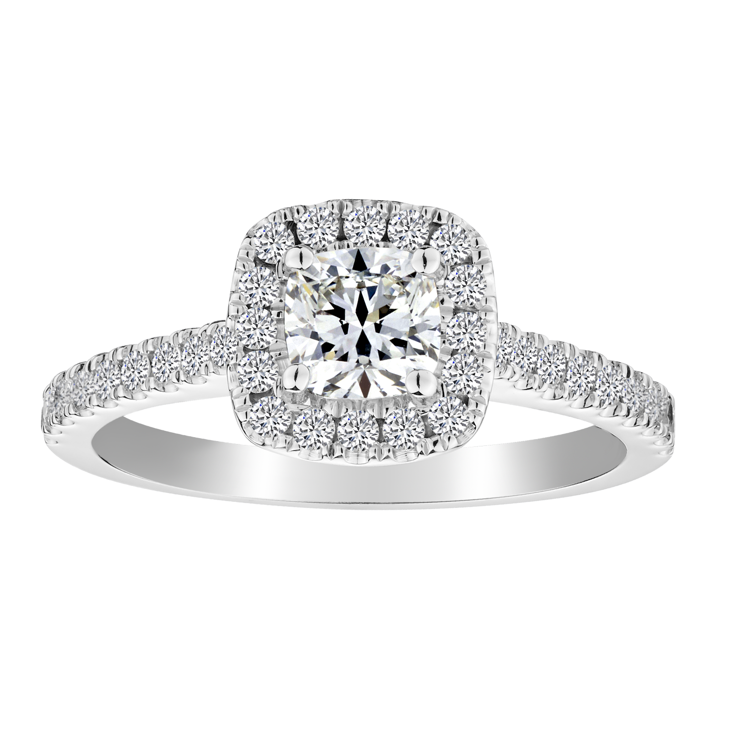 .80 Total Diamond Weight Engagement Ring,  .50 Carat Canadian Cushion.  14kt White Gold. Griffin Jewellery Designs