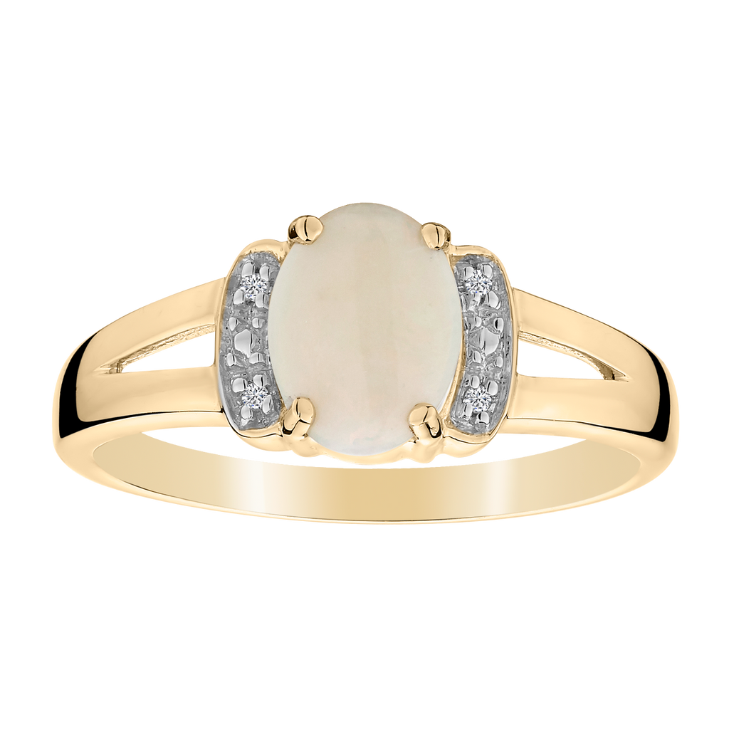 Genuine Opal Diamond Ring, 10kt Yellow Gold...................NOW