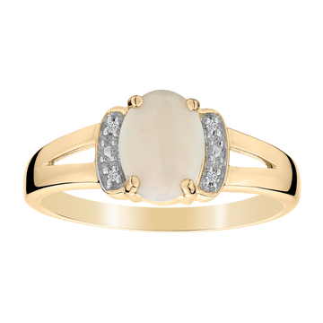 Genuine Opal Diamond Ring,  10kt Yellow Gold. Gemstone Rings. Griffin Jewellery Designs