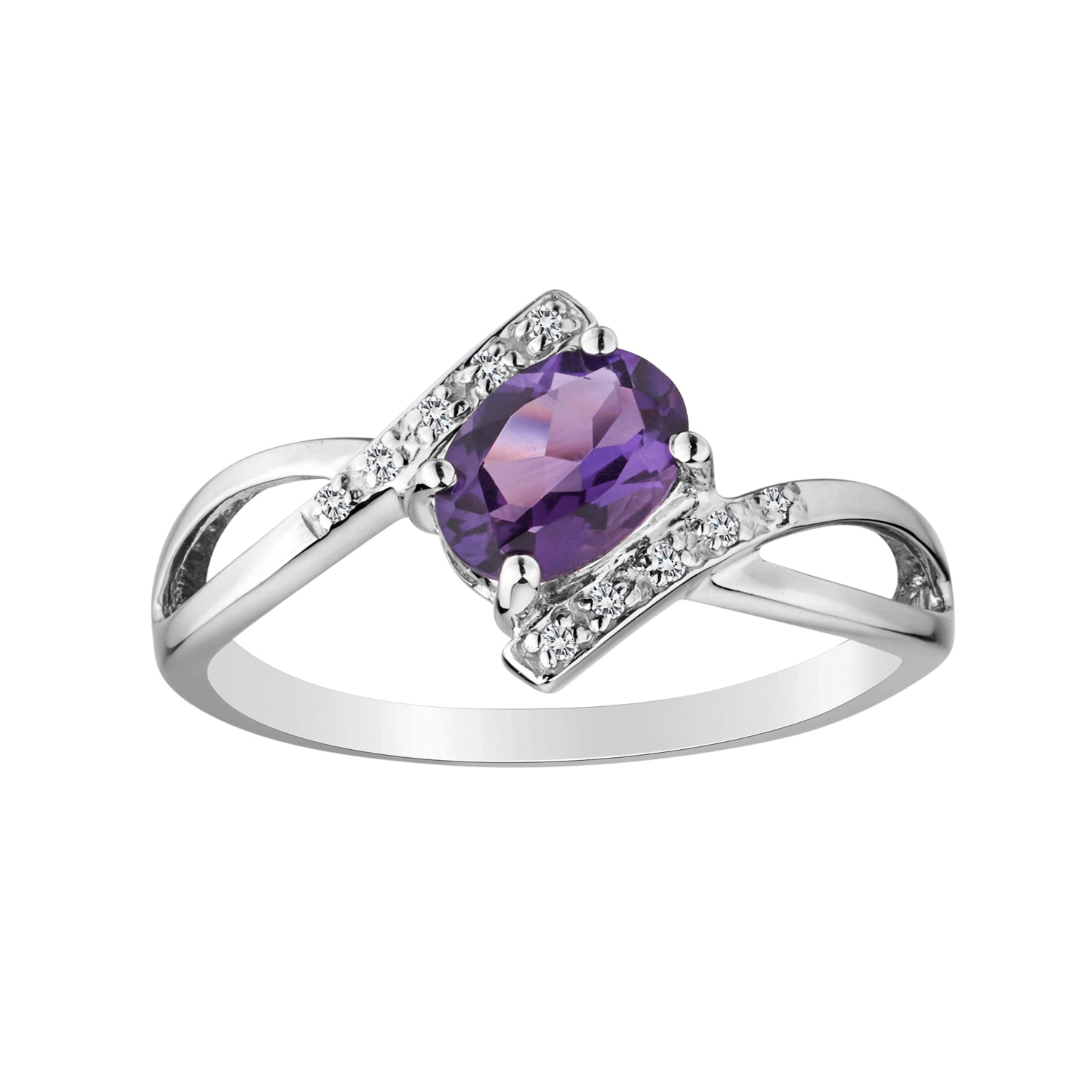 Genuine Oval Amethyst Diamond Ring,  Sterling Silver. Gemstone Rings. Griffin Jewellery Designs