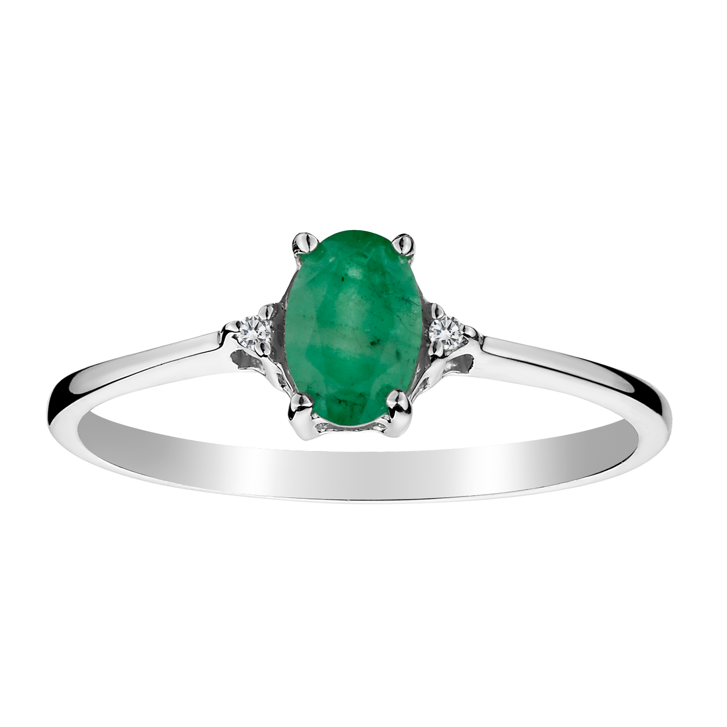 Genuine Emerald & Diamond Ring,  Sterling Silver. Gemstone Rings. Griffin Jewellery Designs