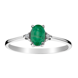 Genuine Emerald & Diamond Ring,  Sterling Silver. Gemstone Rings. Griffin Jewellery Designs
