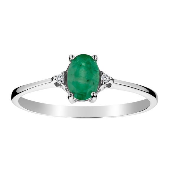 Genuine Emerald & Diamond Ring,  Sterling Silver. Gemstone Rings. Griffin Jewellery Designs