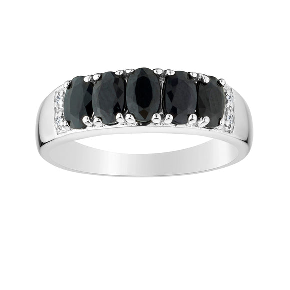 Genuine Black Sapphire Diamond Ring,  Sterling Silver. Gemstone Rings. Griffin Jewellery Designs