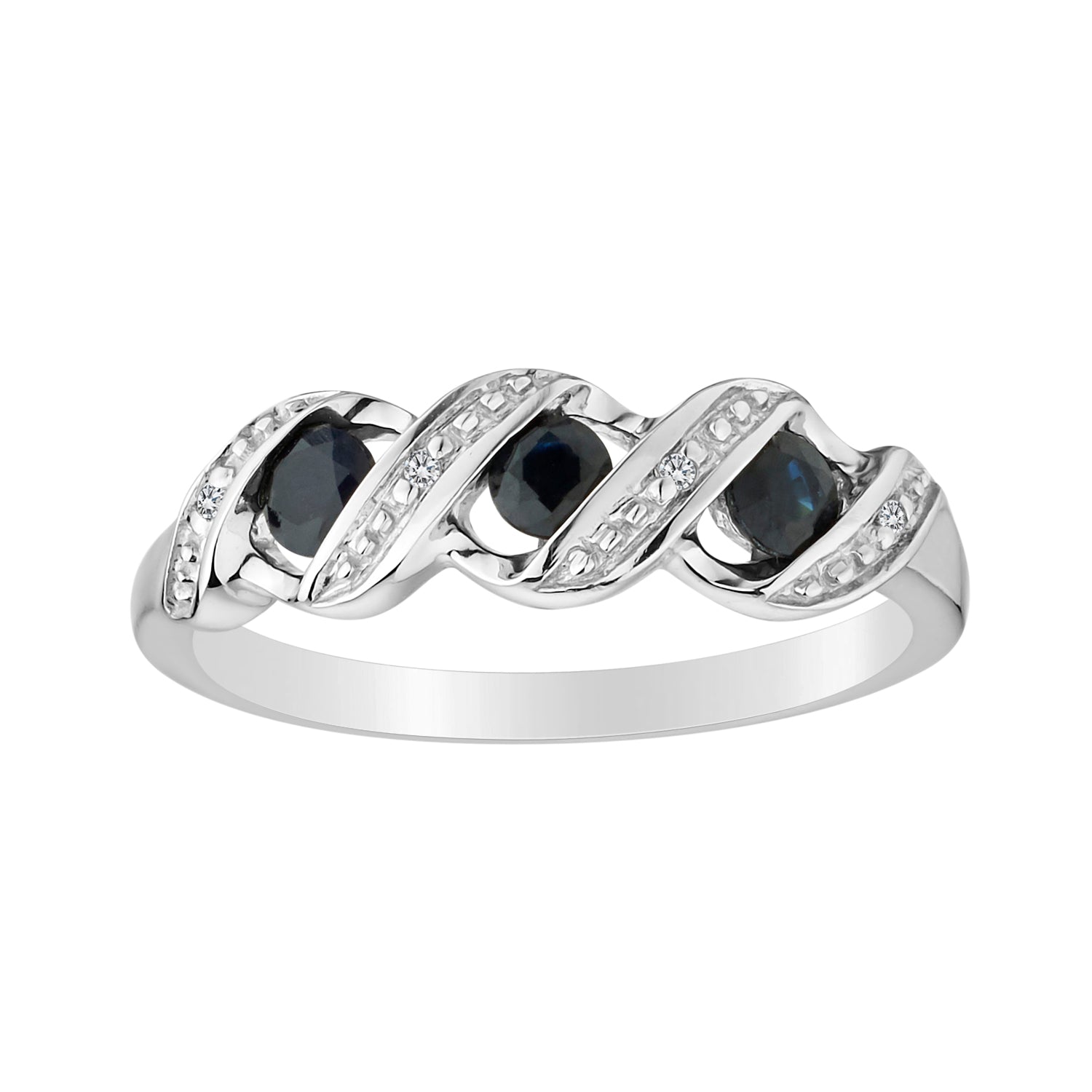 Family Birthstone Swirl Ring Alexandrite & Sapphire Triple Moissanite  Spiral Cuff Ring Adjustable Wrap Band