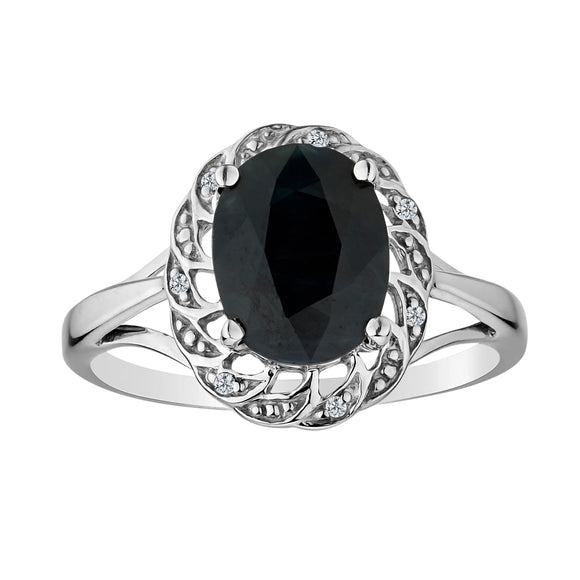 Genuine Black Sapphire Diamond Ring,  Sterling Silver. Gemstone Rings. Griffin Jewellery Designs