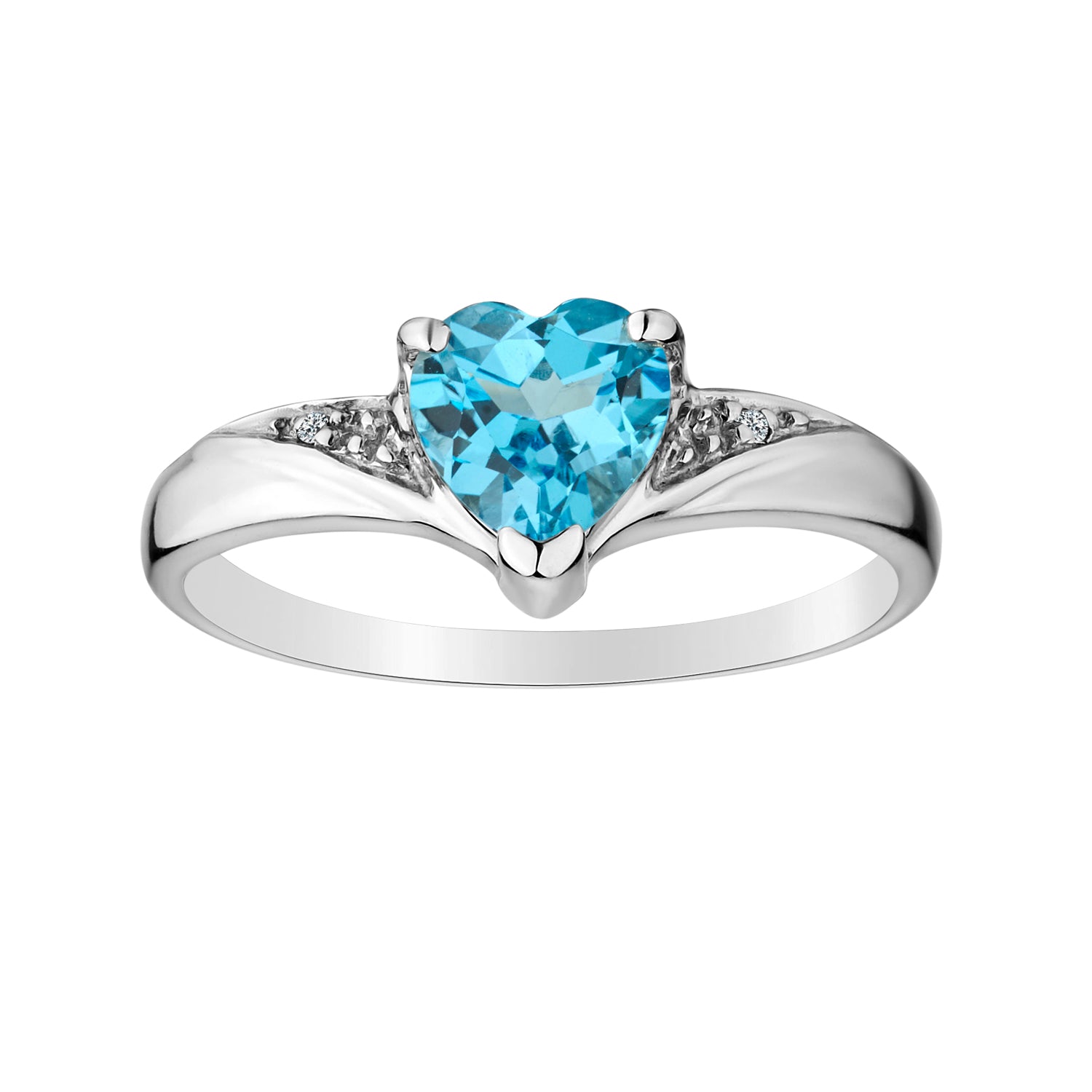 Genuine Blue Topaz Diamond Heart Ring, Silver......................NOW