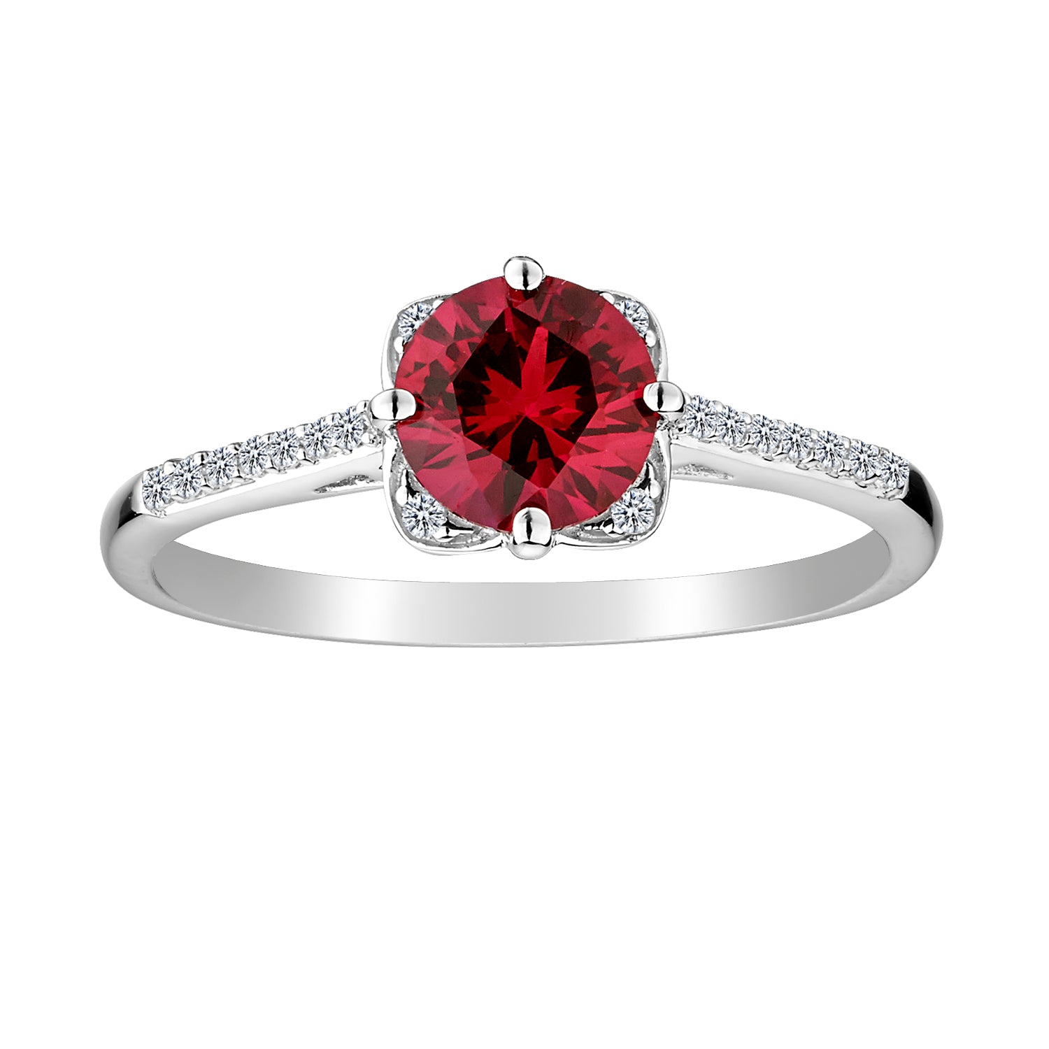 Created Ruby & White Sapphire Ring,  Sterling Silver. Gemstone Rings. Griffin Jewellery Designs
