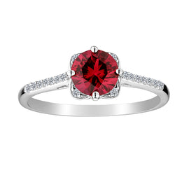 Created Ruby & White Sapphire Ring,  Sterling Silver. Gemstone Rings. Griffin Jewellery Designs