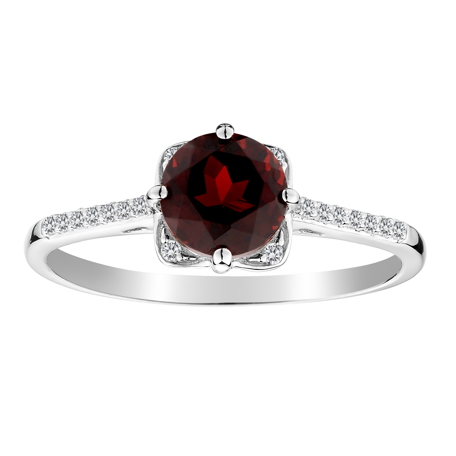 Created White Sapphire & Garnet Ring,  Sterling Silver. Gemstone Rings. Griffin Jewellery Designs