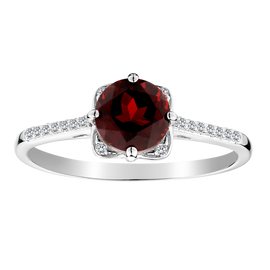 Created White Sapphire & Garnet Ring,  Sterling Silver. Gemstone Rings. Griffin Jewellery Designs