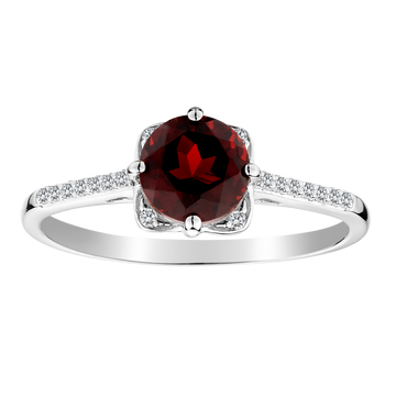 Created White Sapphire & Garnet Ring,  Sterling Silver. Gemstone Rings. Griffin Jewellery Designs