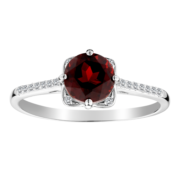 Created White Sapphire & Garnet Ring,  Sterling Silver. Gemstone Rings. Griffin Jewellery Designs