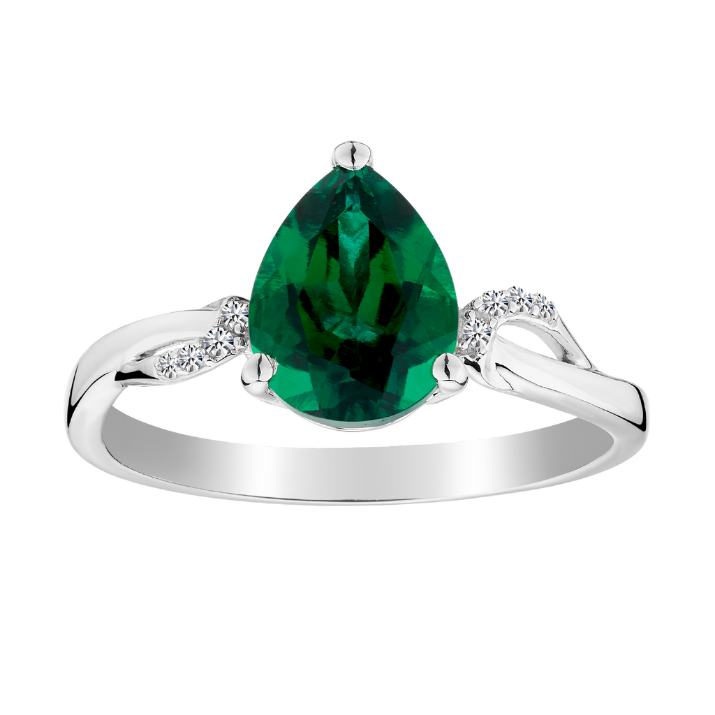 Created Emerald & Created White Sapphire Ring