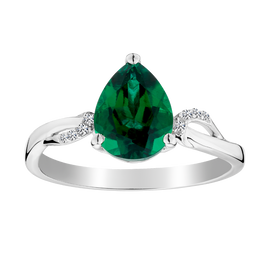 Created Emerald & Created White Sapphire Ring,  Sterling Silver. Gemstone Rings. Griffin Jewellery Designs