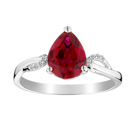 Created Ruby & Created White Sapphire Ring,  Sterling Silver. Gemstone Rings. Griffin Jewellery Designs