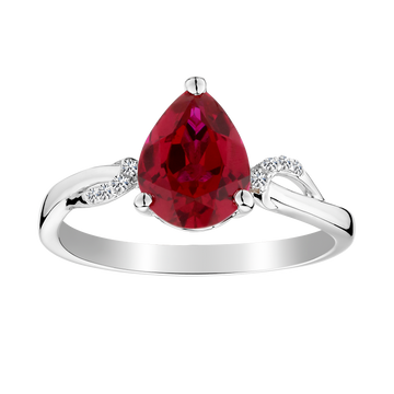 Created Ruby & Created White Sapphire Ring,  Sterling Silver. Gemstone Rings. Griffin Jewellery Designs