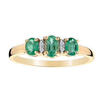 Genuine Emerald Diamond Ring,  10kt Yellow Gold. Gemstone Rings. Griffin Jewellery Designs