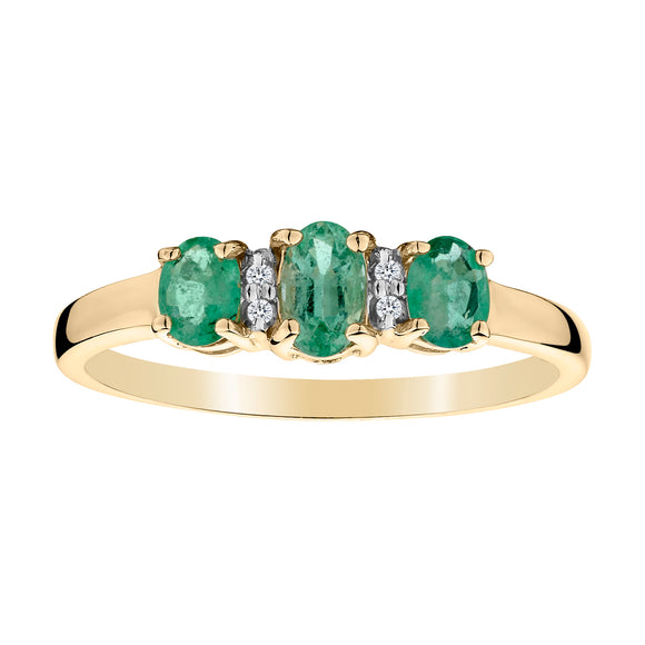 Genuine Emerald Diamond Ring,  10kt Yellow Gold. Gemstone Rings. Griffin Jewellery Designs