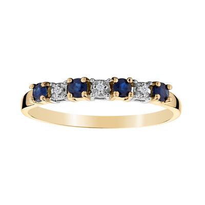 Genuine Sapphire Diamond Ring,  Sterling Silver 10kt Yellow Gold. Gemstone Rings. Griffin Jewellery Designs