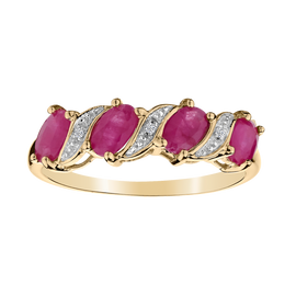 Genuine Ruby Diamond Ring,  10kt Yellow Gold. Gemstone Rings. Griffin Jewellery Designs