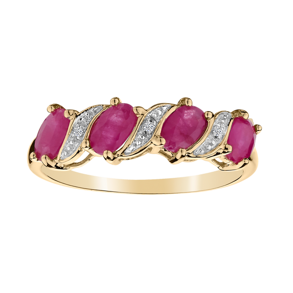 Genuine Ruby Diamond Ring,  10kt Yellow Gold. Gemstone Rings. Griffin Jewellery Designs