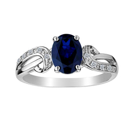 Created Blue & White Sapphire Ring,  Sterling Silver. Gemstone Rings. Griffin Jewellery Designs