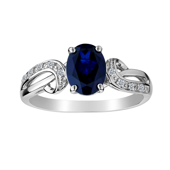 Created Blue & White Sapphire Ring,  Sterling Silver. Gemstone Rings. Griffin Jewellery Designs