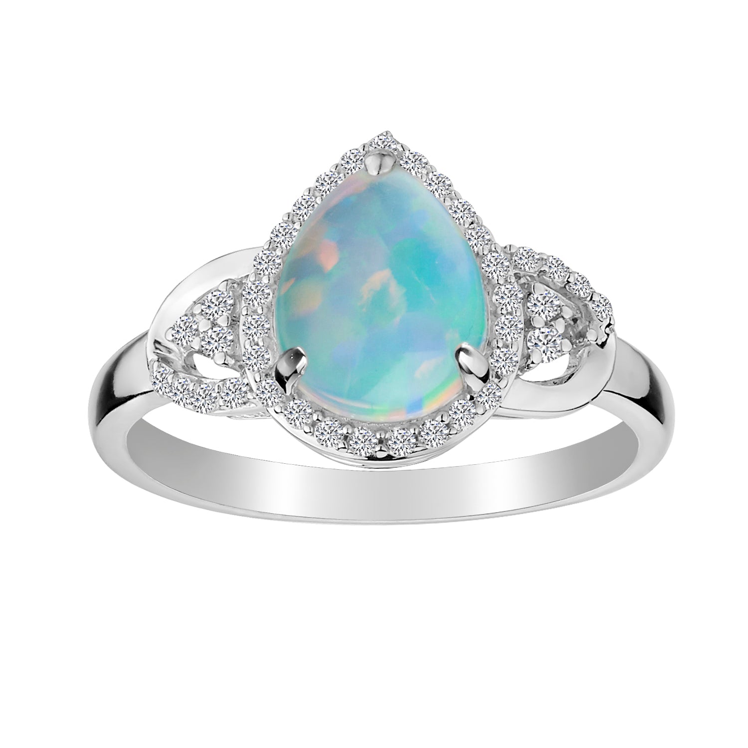 Created Opal, Blue Topaz and White Sapphire Ring, Silver.................NOW