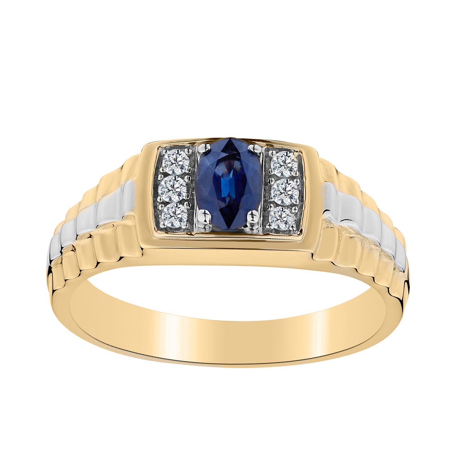 Genuine Sapphire & .12 Carat of Diamond Gentleman's Ring, 10kt Yellow Gold.....................NOW