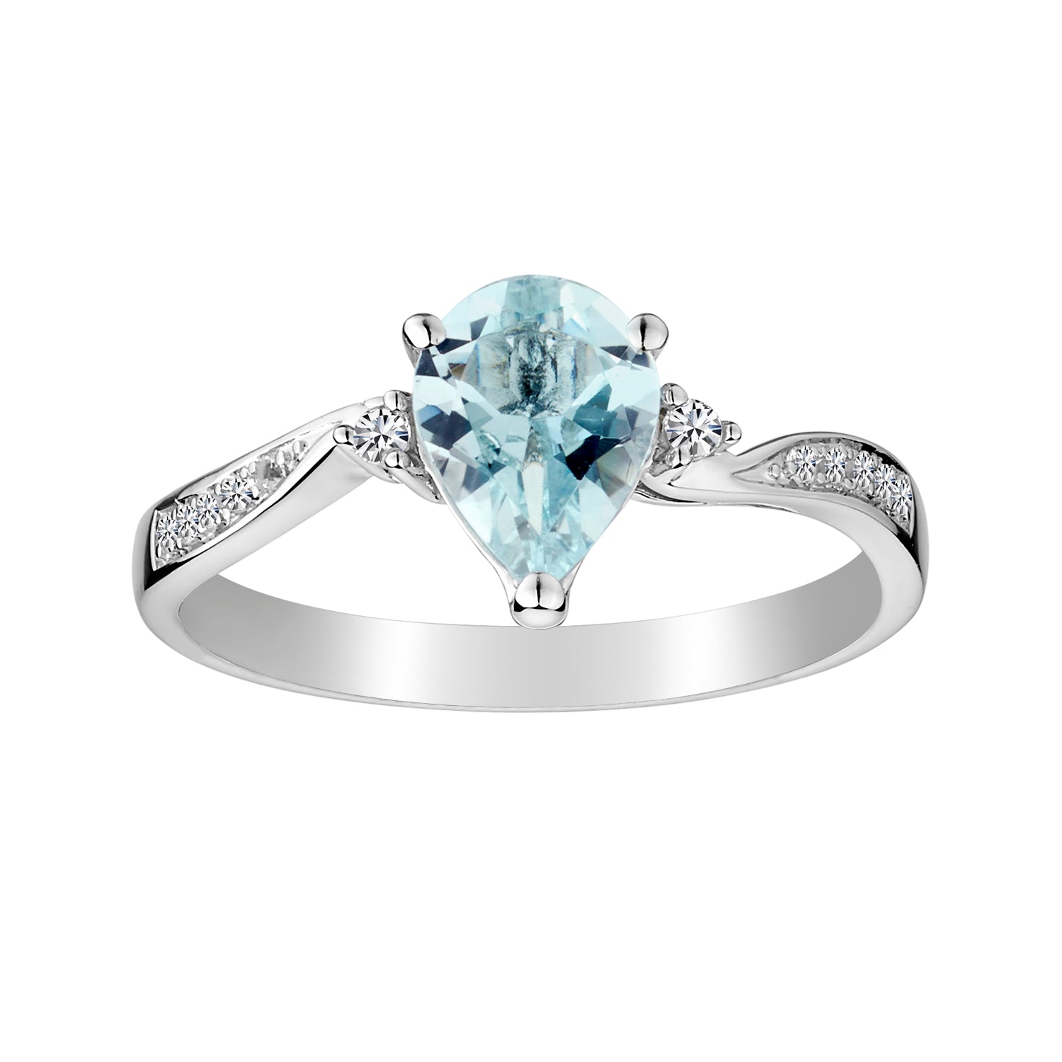 Genuine Aquamarine & White Sapphire Ring,  Sterling Silver.  Gemstone Rings. Griffin Jewellery Designs