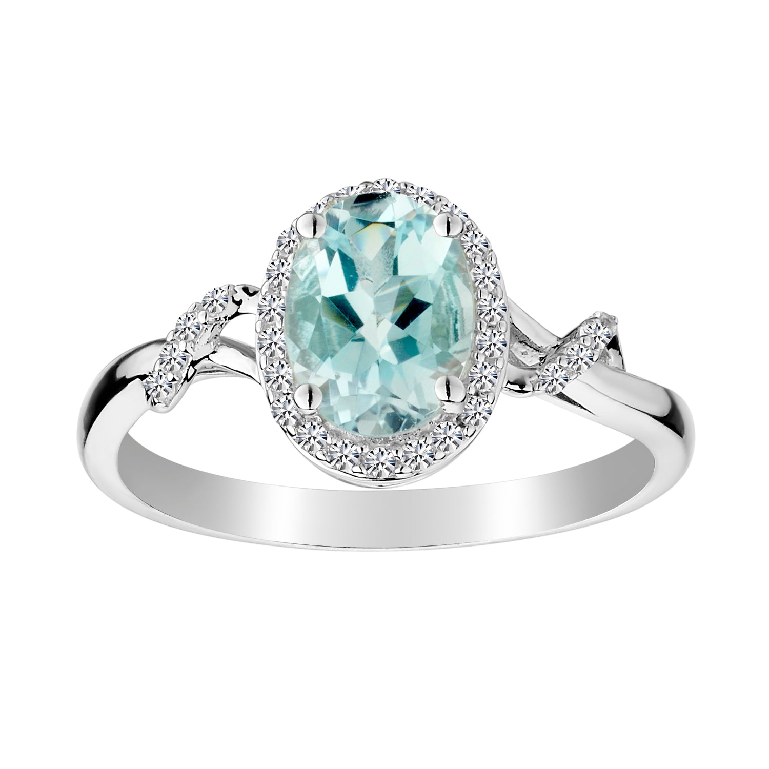 Genuine Aquamarine and White Sapphire Ring,  Sterling Silver. Gemstone Rings. Griffin Jewellery Designs