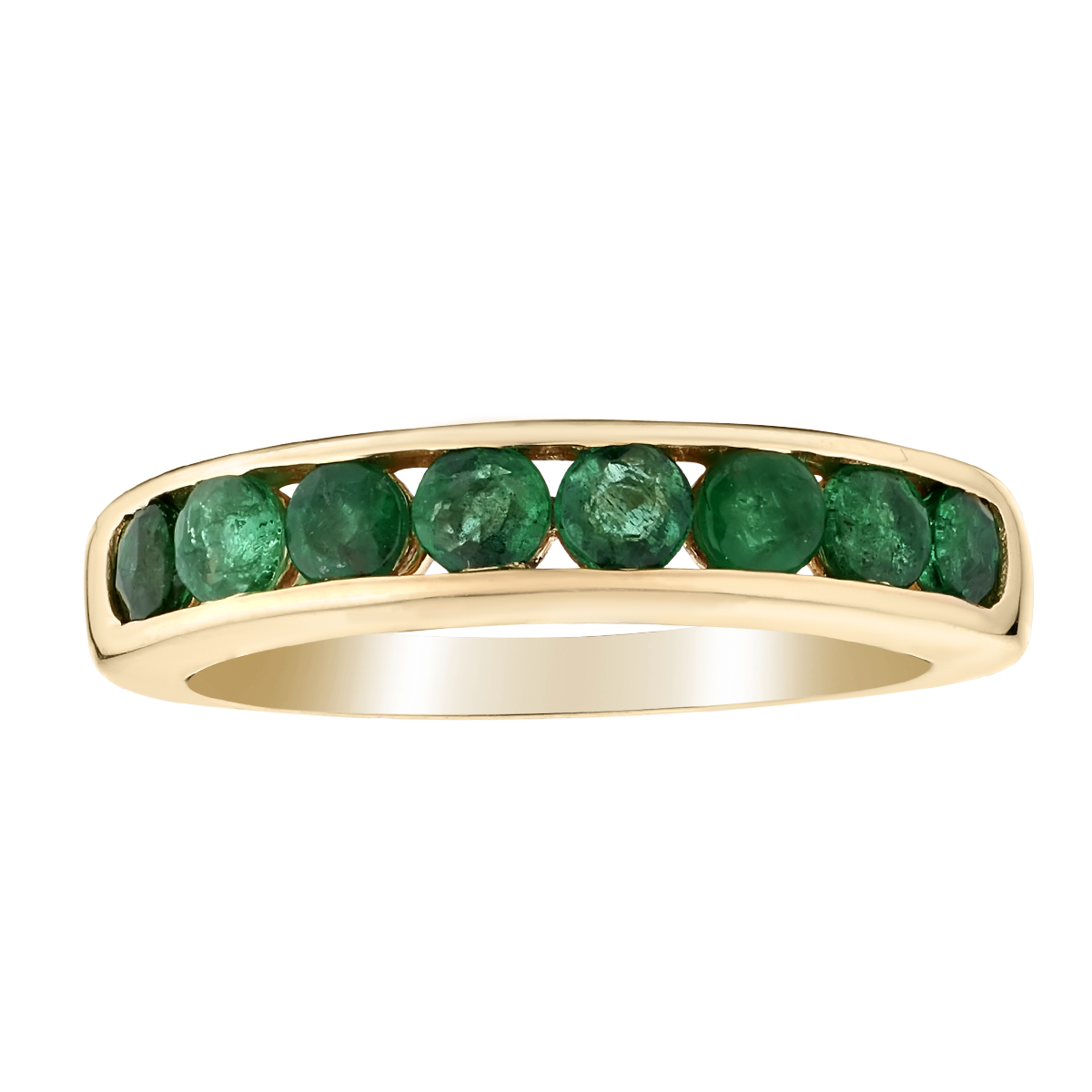 1.00 Carat Genuine Emerald Band Ring,  14kt Yellow Gold. Gemstone Rings. Griffin Jewellery Designs
