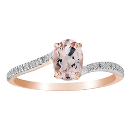 Genuine Morganite & Diamond Ring, 10kt Rose Gold......................NOW