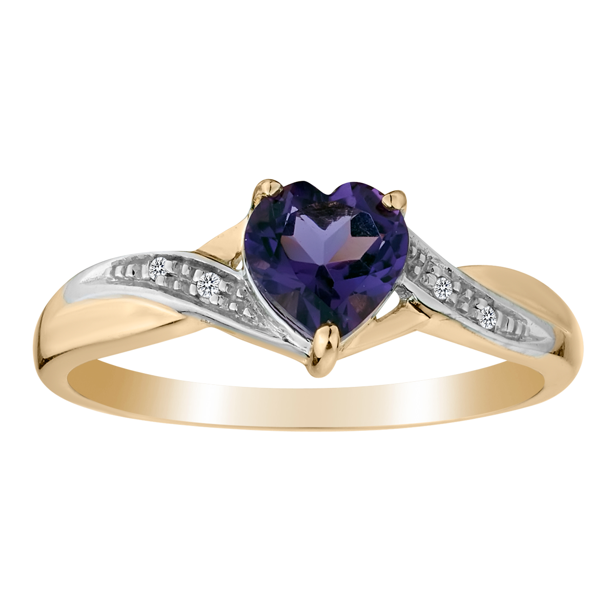 Genuine Amethyst and Diamond Ring,  10kt Yellow Gold.  Gemstone Rings. Griffin Jewellery Designs