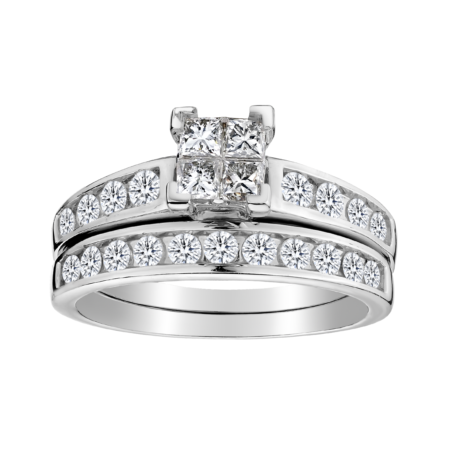1.00 Carat Diamond Princess Engagement Ring Set, 10kt White Gold....................NOW