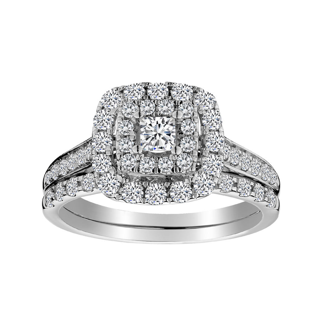 1.00 Carat of Diamonds Princess Cut Centre Engagement Ring Set, 14kt White Gold...................NOW