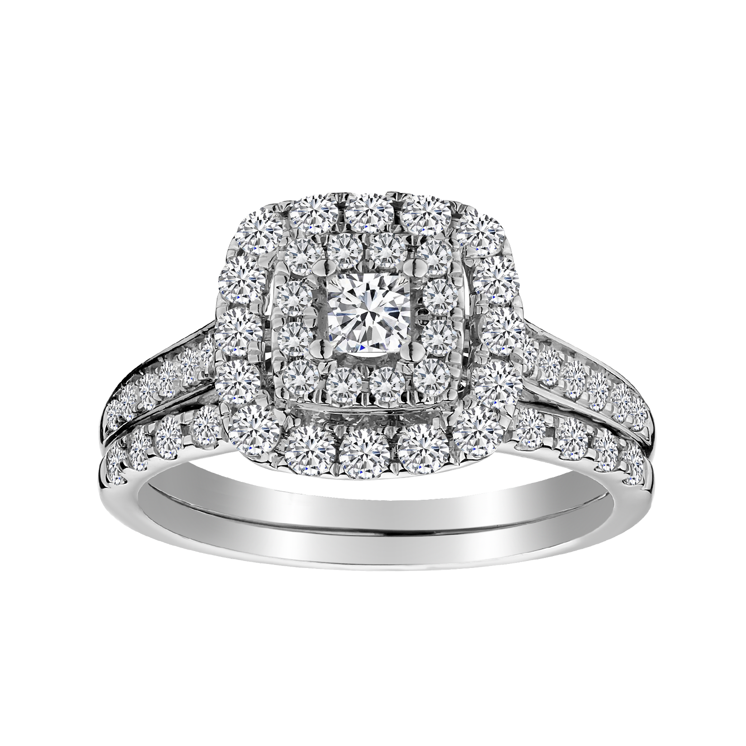 1.00 Carat Princess Cut Centre Diamond Engagement Ring Set,  14kt White Gold. Griffin Jewellery Designs