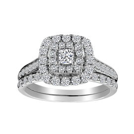 1.00 Carat Princess Cut Centre Diamond Engagement Ring Set,  14kt White Gold. Griffin Jewellery Designs