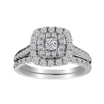 1.00 Carat Princess Cut Centre Diamond Engagement Ring Set,  14kt White Gold. Griffin Jewellery Designs