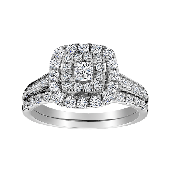 1.00 Carat Princess Cut Centre Diamond Engagement Ring Set,  14kt White Gold. Griffin Jewellery Designs