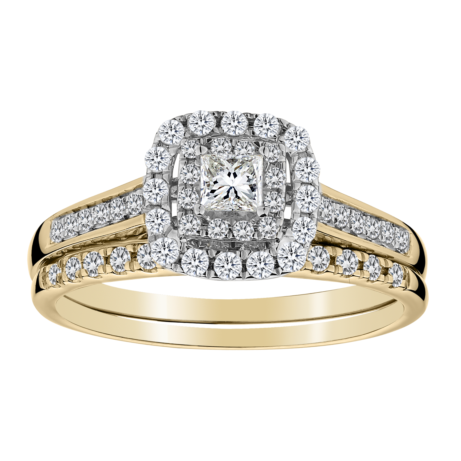 .50 Carat Princess Cut Centre Diamond Engagement Ring Set  14kt Yellow Gold.Griffin Jewellery Designs