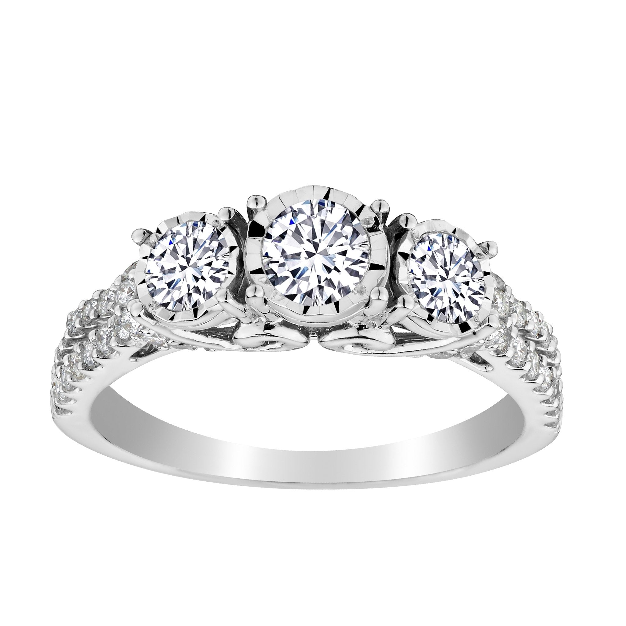 1.00 Carat Diamond "Past, Present, Future" Ring,  10kt White Gold. Griffin Jewellery Designs