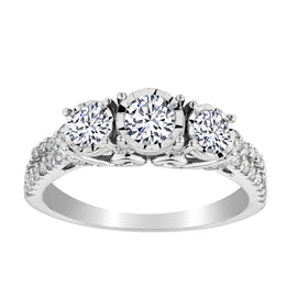 1.00 Carat Diamond "Past, Present, Future" Ring,  10kt White Gold. Griffin Jewellery Designs