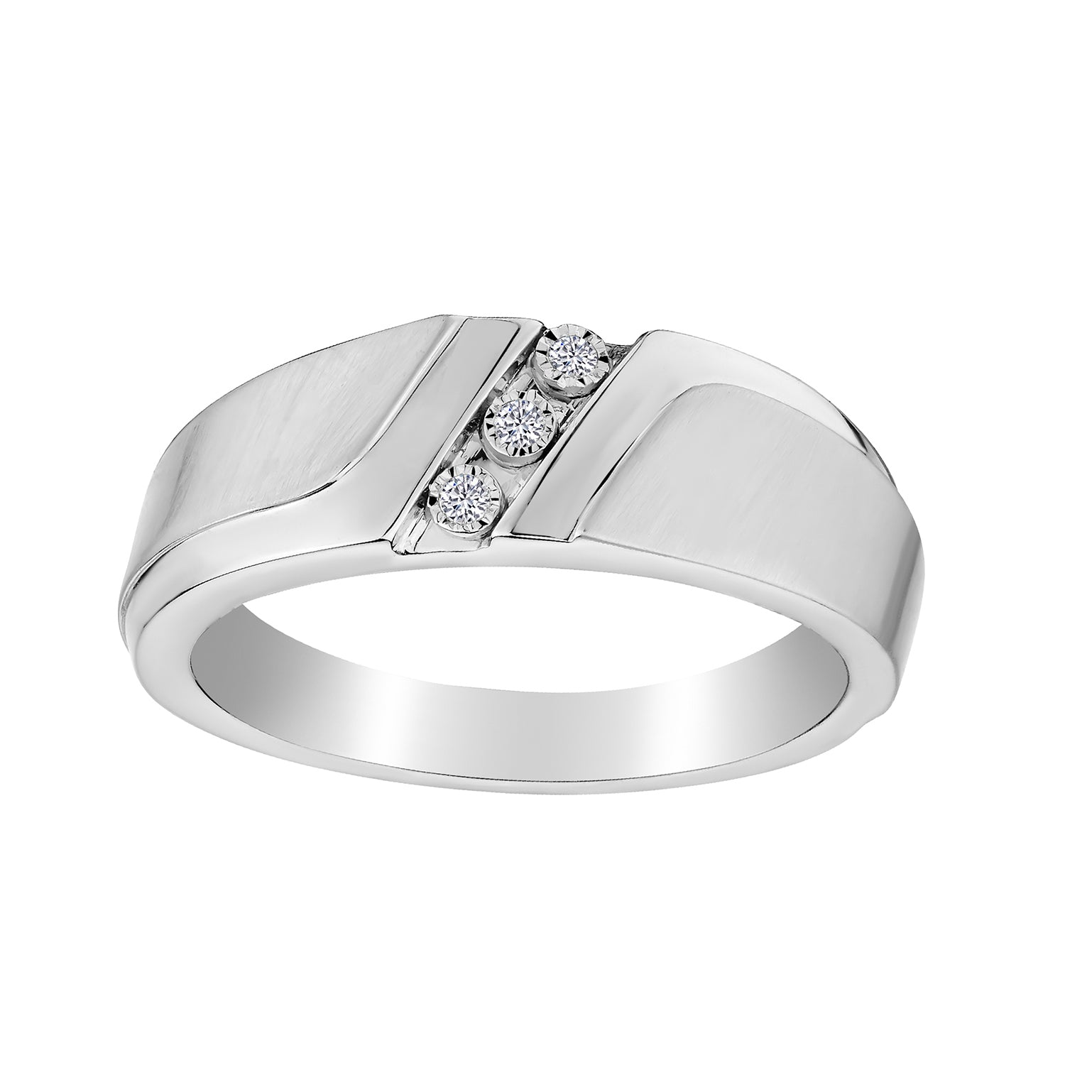 .05 Carat Diamond "Past, Present, Future" Gentleman's Ring,  10kt White Gold. Men’s Rings. Griffin Jewellery Designs. 