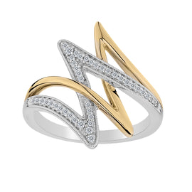 .15 Carat Diamond "Lightning" Pave Ring,  10kt White & Yellow Gold (Two Tone). Fashion Rings. Griffin Jewellery Designs