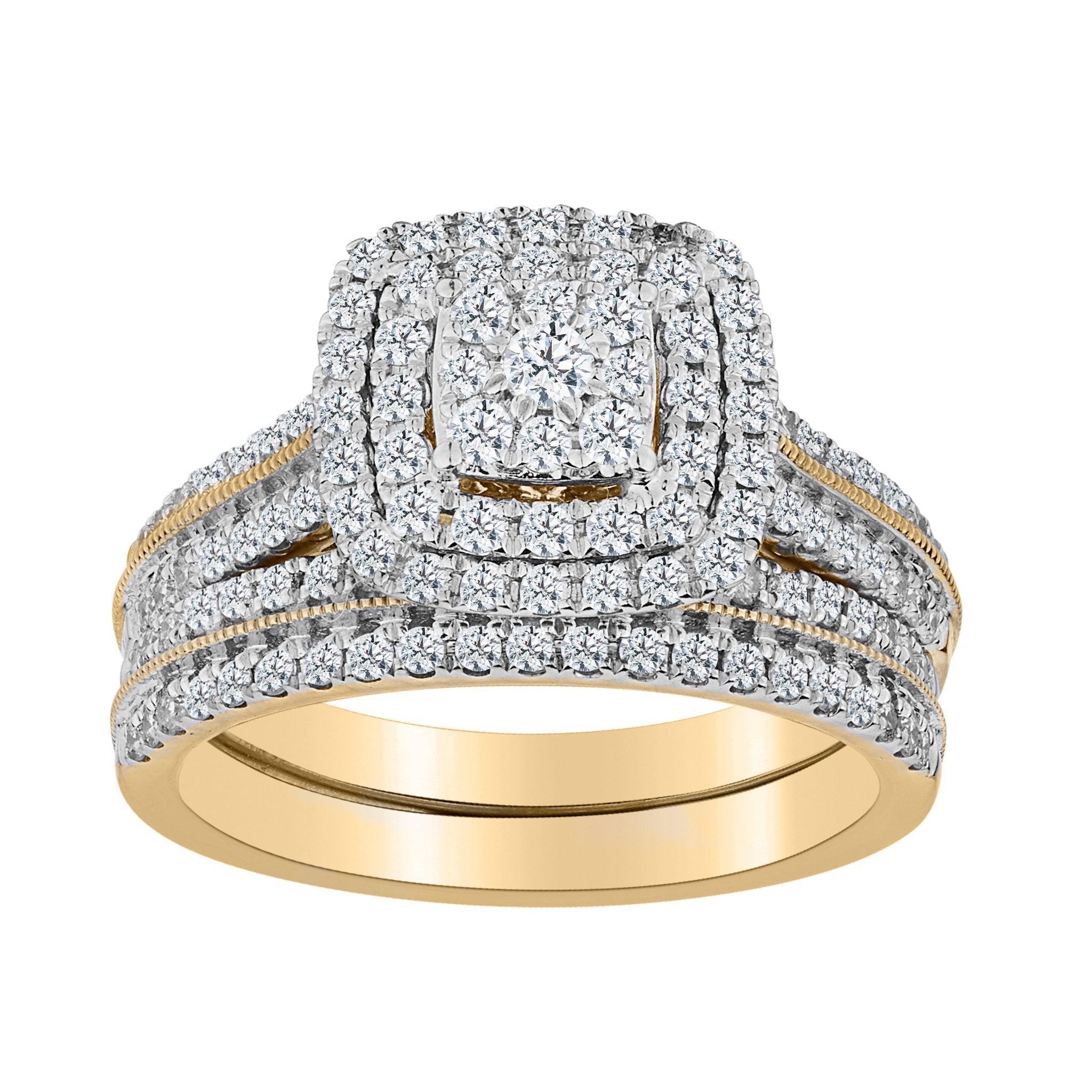 1.00 CARAT DIAMOND PAVE RING SET, 10kt YELLOW GOLD - Griffin Jewellery Designs